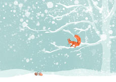 Postkarte Eichhörnchen im Winterwald