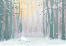 Postkarte Schneehase