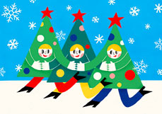 Postkarte Tanz der Weihnachtsbäume