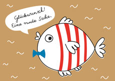 Postkarte Glückwunsch! Eine runde Sache.