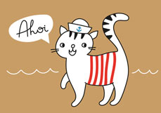 Postkarte Ahoi - Seekatze