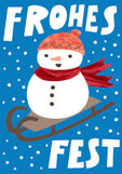 Postkarte FROHES FEST - Schneemann