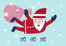 Postkarte HO HO HO - Weihnachtsmann