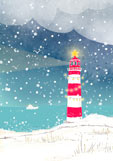 Postkarte Weihnachtlicher Leuchtturm