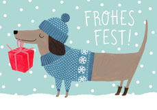 Postkarte FROHES FEST! Dackel