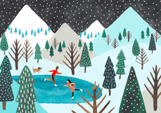 Postkarte Schlittschuhlaufen