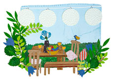 Postkarte Gartenparty