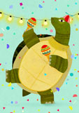 Postkarte Schildkröte mit Rasseln