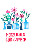 Postkarte HERZLICHEN GLÜCKWUNSCH - Vasen