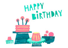 Postkarte HAPPY BIRTHDAY - Kuchen