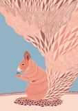 Postkarte Eichhörnchen liebt Nuss