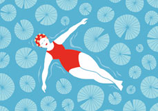 Postkarte Bad im Seerosenteich