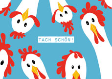Postkarte TACH SCHÖN! - Hühner