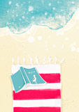 Postkarte Strandlektüre