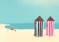 Postkarte Badehäuschen