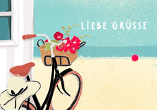 Postkarte LIEBE GRÜSSE - Fahrrad