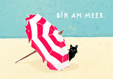 Postkarte BIN AM MEER.