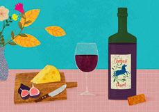 Postkarte Ein gutes Glas Rotwein