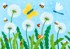 Postkarte Magische Pusteblumenwiese