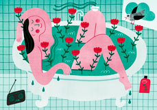 Postkarte Entspannungsbad