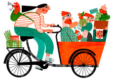 Postkarte Wir waren einkaufen