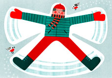 Postkarte Schneeengel