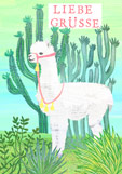 Postkarte LIEBE GRÜSSE - Alpaka
