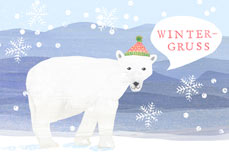 Postkarte WINTERGRUSS - Eisbär