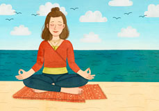 Postkarte Meditation am Wasser