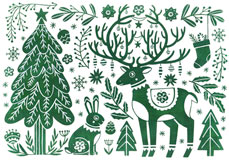 Postkarte Weihnachtshirsch