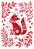 Postkarte Weihnachtsfuchs