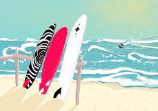 Postkarte Surfbretter