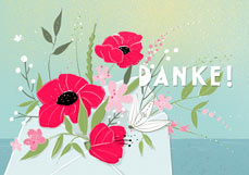 Postkarte DANKE! - Mohnblüten