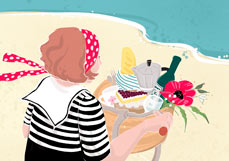 Postkarte Strandpicknick