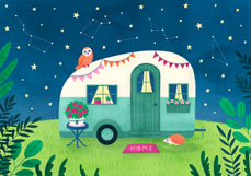 Postkarte happy camping