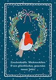 Postkarte Weihnachten & Neujahr - Rotkehlchen