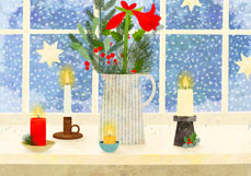 Postkarte Amaryllis am Fenster