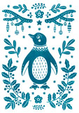 Postkarte Weihnachtspinguin