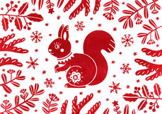 Postkarte Weihnachtseichhörnchen