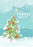 Postkarte Weihnachtsbaum am Meer